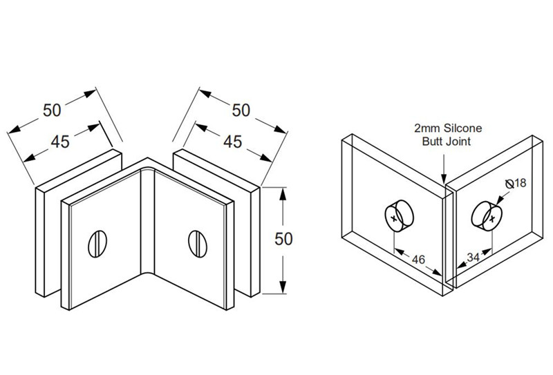 frameless shower door bracket